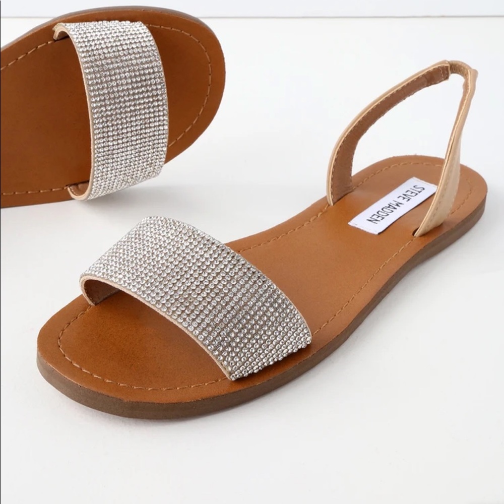 Rock tan rhinestone flat sandal